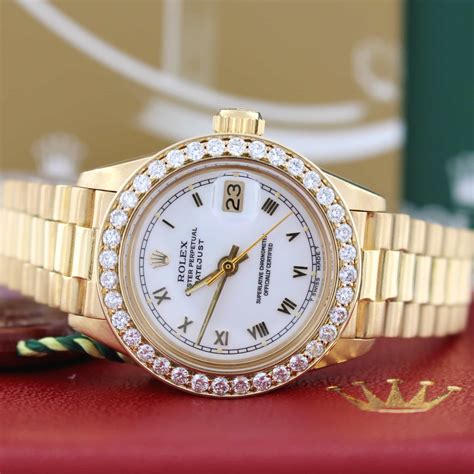 Rolex Datejust President 18k Yellow Gold Diamond Ladies 26mm 